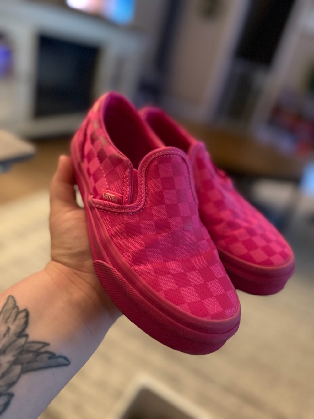 Vans Kids Slip-On Checkerboard Sneakers - Hot Pink